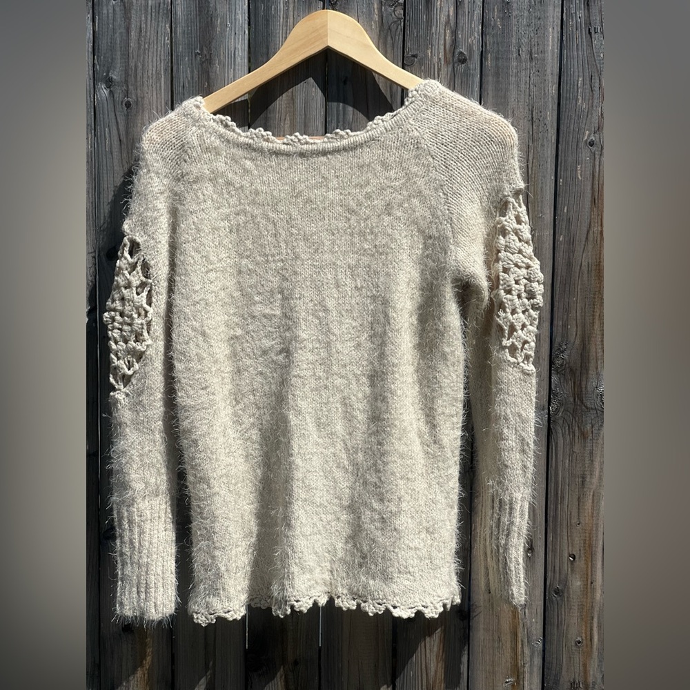 POL Knit Pullover Sweater With Crochet Details On The Sleeves - Picture 14 of 14